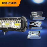 20Inch 420W Triple Row Led Light Bar Spot Flood Combo Driving Lighting Mounting Bracket Horizontal Bar Tube Working Light with 16AWG Wiring Harness for Truck Golf Cart Boat
