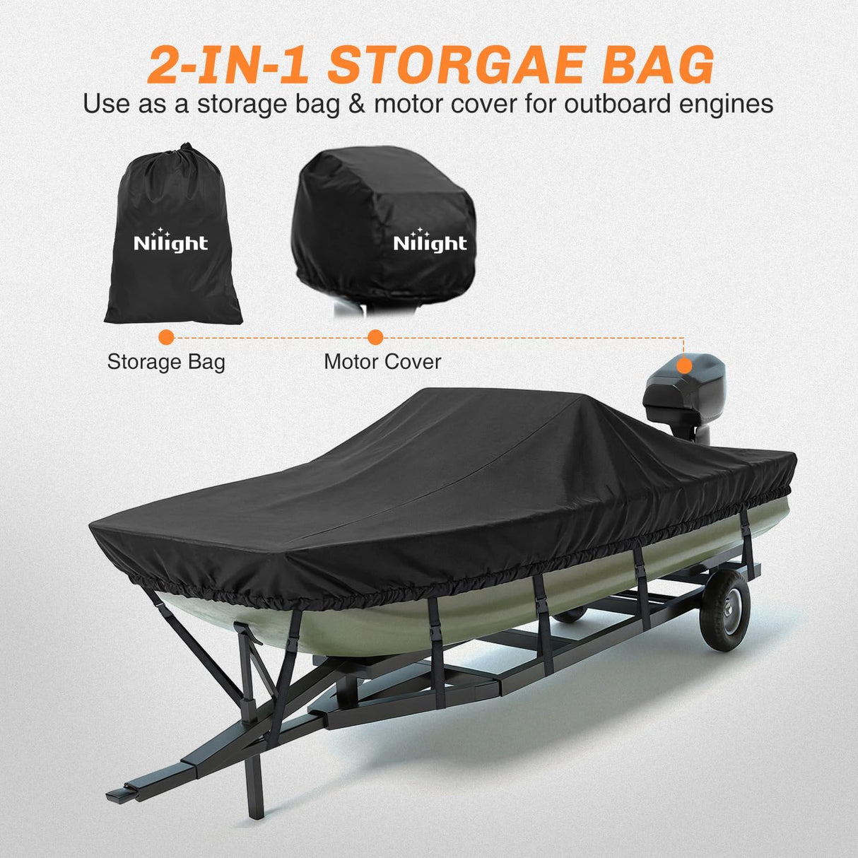 800D Heavy Duty Boat Cover 14ft-16ft | Fits boats with beam width up to 68in (Narrow Jon Boats & Fishing Boats), Marine Grade All-Weather proof Trailerable Cover