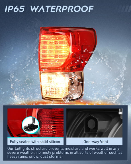 Taillight Assembly Compatible with 2007 2008 2009 2010 2011 2012 2013 Toyota Tundra Rear Tail Light Lamp Replacement OE Style Right Passenger Side