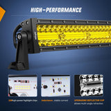42 Inch LED Light Bar 320 LED Chips Yellow Beam Curved Triple Row Fog Light Spot Flood Combo High Power LED Driving Lights Off Road Lights for Trucks SUV UTV ATV Truck Van 4x4 Boat