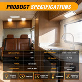 LED Interior Light 4PCS 12.5 Inch 3 Color Ceiling Light | 96LEDs with Dimmable 3100K to 6500K Lighting Memory Function and 12V-30V Compatibility for RV Enclosed Cargo Trailer Van Boat