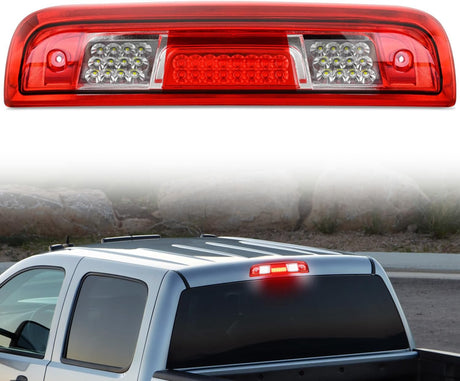 Third Brake Light High Mount 3rd Brake Stop Reverse Cargo LED Lights Red Shell Compatible with Chevy Silverado GMC Sierra 1500 2500 3500HD 2014 2015 2016 2017 2018 Pickup Truck