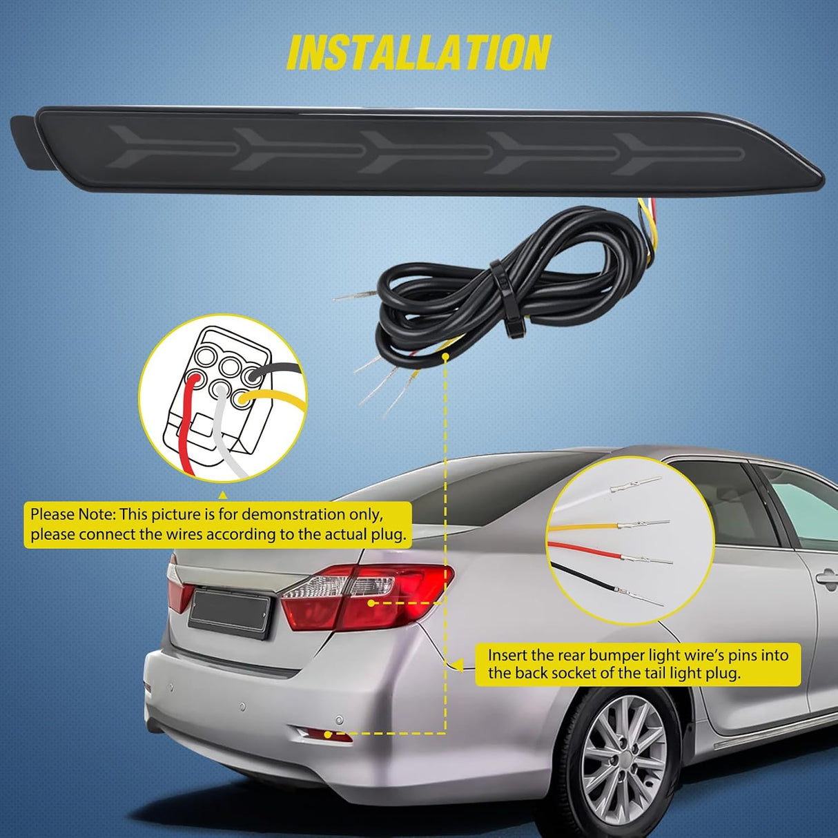 Smoke Lens Rear Bumper Tail Light for 2006-2014 Toyota Camry | for 2006 2007 2008 2009 2010 2011 2012 2013 2014 Toyota Camry Brake Turn Signal Driving LED Reflector Lamps Replacement