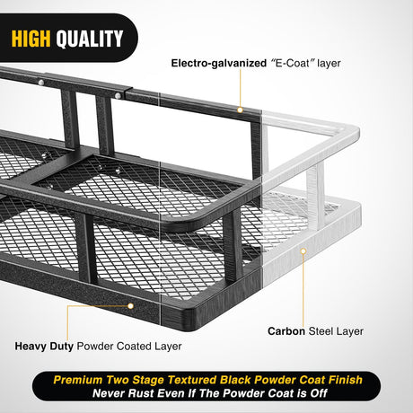 60 Inch x 24 Inchx 7.87 Inch Folding Carrier Fits 2-Inch Receiver 500 Lbs Capacity Bag Net Ratchet Straps Lock Stabilizer for SUV Pickup RV Van