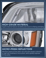 Headlight Assembly Compatible with 2010 2011 2012 2013 2014 2015 GMC Terrain Halogen Projector OE Style Replacement Headlights Chrome Housing Amber Reflector Headlamp Passenger and Driver Side
