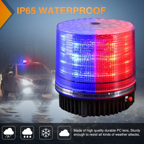18LED Strobe Lights Red Blue Wireless Rotating Emergency Safety Flashing Beacon Light with Magnetic Base Mount and Two Types of Plugs for Vehicle UTV Truck Forklift Tractor Snow Plow