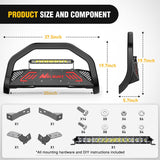 Bull Bar with Light fits 2003-2008 Honda Pilot, 2006-2015 Honda Ridgeline, 2001-2006 Acura MDX Front Bumper Grille Brush Push Guard with Skid Plate Licence Plate Hole Black