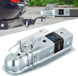 Straight Trailer Coupler with Security Latch&Chain for 2-Inch Hitch Ball, 2-1/2 Inch Channel,3500 LBS,Heavy Duty Trailler Tongue Coupler for Station Wagon, Truck, Bolted & Welded Installation
