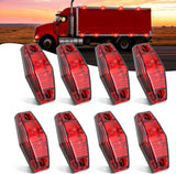 2.5 Inch Oval Side Marker Clearance Light 2 LED 8 Pack Red 80LM High Lumen Waterproof Surface Mount 12V Direct Wire for Truck Trailer Boat RV Semi