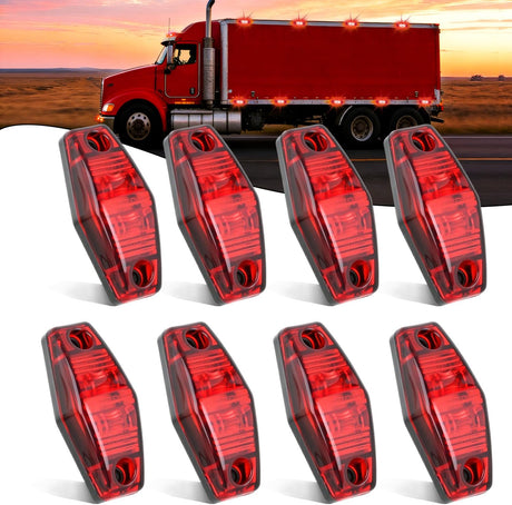2.5 Inch Oval Side Marker Clearance Light 2 LED 8 Pack Red 80LM High Lumen Waterproof Surface Mount 12V Direct Wire for Truck Trailer Boat RV Semi