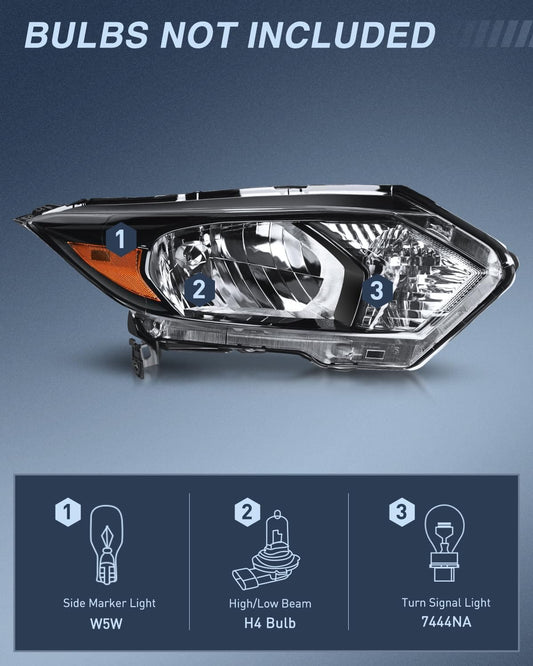 2016-2018 Honda HRV Headlight Assembly Black Housing Amber Reflector Clear Lens Nilight