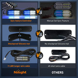 4PCS LED Strobe lights 12V 24V Sync Feature Blue White 24LED Emergency Hazard Warning Lights with Controller Hard Wire or Cigarette Lighter Plug for Car Truck RVs Campers