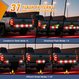 60 Inch Emergency Strobe Light Strips with Controller Red White | 384LED Flashing Warning Hazard Safety for Rear Window Tailgate on Truck Trailer Construction Plow Pickup Tow SUV Vehicles