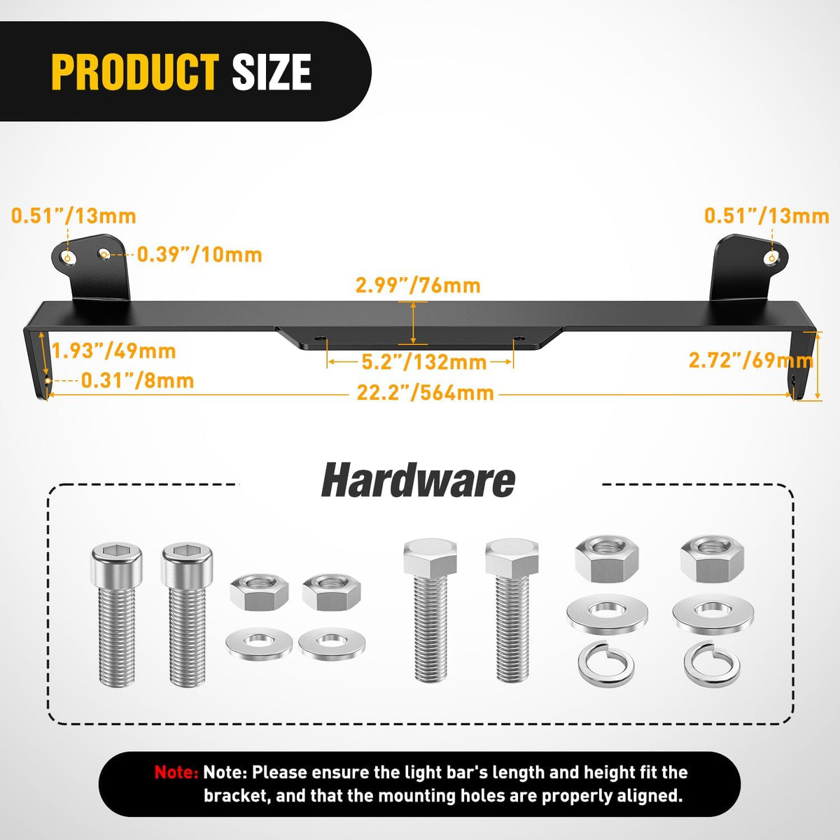Front Lower Hidden Bumper Mounting Brackets for 20-22inch Straight LED Light Bar Compatible with 2011-2016 Ford F250 F350 F450
