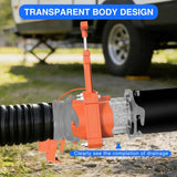 RV Sewer Valve, Camper Black Tank Gate Valve with 4 Bayonet Prongs Clear Adapter Leakproof Cap Double Odor-Tight Sealing Ring Twist On Waste Valve for RV Sewer Hose Fittings Replacement Orange