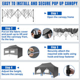 10x20 Pop Up Canopy Tent with Sidewalls Instant Outdoor Canopy, Waterproof & UV Protection, Easy Setup Adjustable Height Heavy Duty Shelter Gazebo Tent for Patio Backyard Party Events, Gray