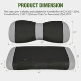 Golf Cart Front Seat Cover 1PC Grey Black Yamaha Drive G29 Drive2 | Breathable Sun Scratch Resistant Washable No Staple Fits 2007-2016 Yamaha G29 2017-2026 Drive2 2004-2019 Club Car Precedent