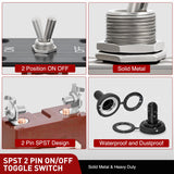 Heavy Duty Toggle Switch Waterproof 2 Pin 2 Position ON Off SPST 12V DC 30A with Mounting Panel and Weatherproof Cap Cover for Auto Car Marine Boat Automotive