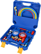 A/C Manifold Gauge Set Fits for R134a R12 R22 R502 3-Way Auto HVAC Diagnostic Gauges Refrigerant Recharge kit with Adjustable Couplers 5FT Hoses Universal Can Tap