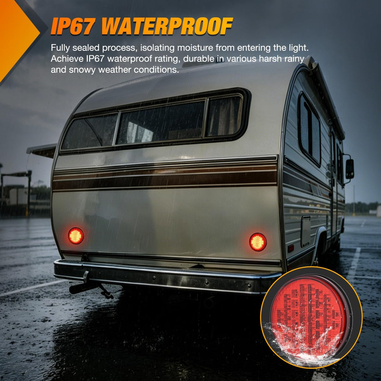 Trailer Tail Lights 2PCS 4Inch Round 40LED Red Stop Brake | Surface Mount Grommet IP67 Waterproof Marker Clearance Turn Signal Running Taillights for Trailer Truck Pickup Camper RV Bus