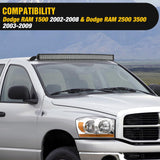 52 inch Curved LED Light Bar Bracket Mounting Upper Windshield Roof Cab Brackets Compatible with 2002-2008 Dodge RAM 1500 and 2003-2009 RAM 2500 3500