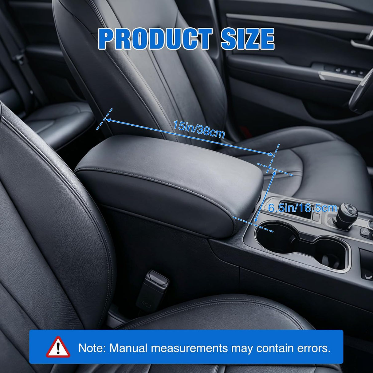 Center Console Cover for Hyundai Sonata 2015-2019 Armrest Cushion | for Sonata 2015 2016 2017 2018 2019 Nappa Leather Armrest Cover for Car Waterproof Center Console Pad Protector, Black