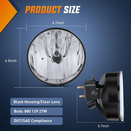 Fog Lights Assembly Compatible with 2002 2003 2004 2005 2006 2007 2008 2009 GMC Envoy Foglight Replacement w/880 12V 27W Bulbs Clear Lens