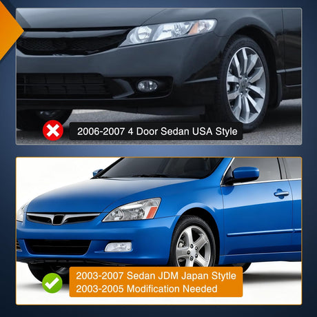 Fog Lights Assembly Compatible with 2003 2004 2005 2006 2007 Honda Accord 4Door Sedan 2004-2008 Acura TL w/H11 12V 55W Bulbs Clear Lens Driver and Passenger Side