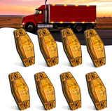 2.5 Inch Oval Side Marker Clearance Light 2 LED 8 Pack Amber 80LM High Lumen Waterproof Surface Mount 12V Direct Wire for Truck Trailer Boat RV Semi