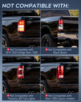 Taillight Assembly Compatible with 2019 2020 2021 2022 2023 Dodge Ram 2500 2019-2023 Dodge Ram 3500 Red Bezel Tail Light OE Style Rear Lamp Replacement Driver and Passenger Side