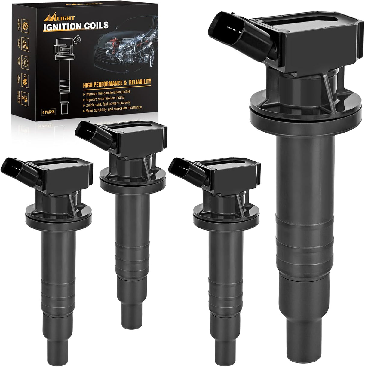 Ignition Coil Pack Fit for Toyota Chevy Prizm Pontiac Vibe Corolla Matrix Celica MR2 Spyder 2000 2001 2002 2003 2004 2005 2006 2007 2008 1.8 L4 OE# UF247 UF315 C1249 Ignition Coils Set of 4