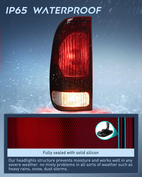 Taillight Assembly Compatible with Ford 1997 1998 1999 2000 2001 2002 2003 2004 2005 2006 2007 Ford F150 Styleside F250 F350 F450 F550 Super Duty Dark Red Rear Tail Light Lamp OE Style