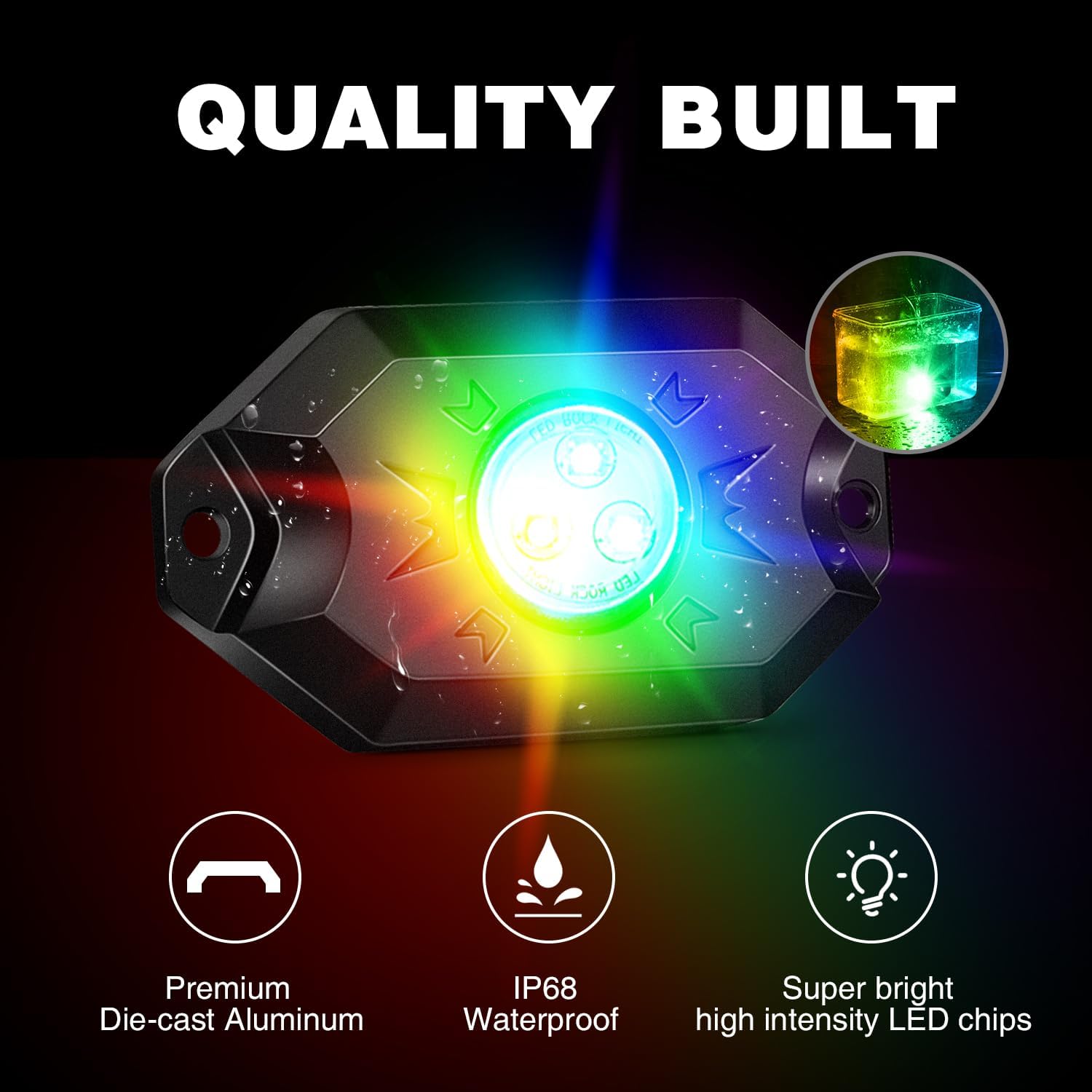 LED RGB Rock Lights Bluetooth Underglow Multicolor Neon (6 Pods) Nilight