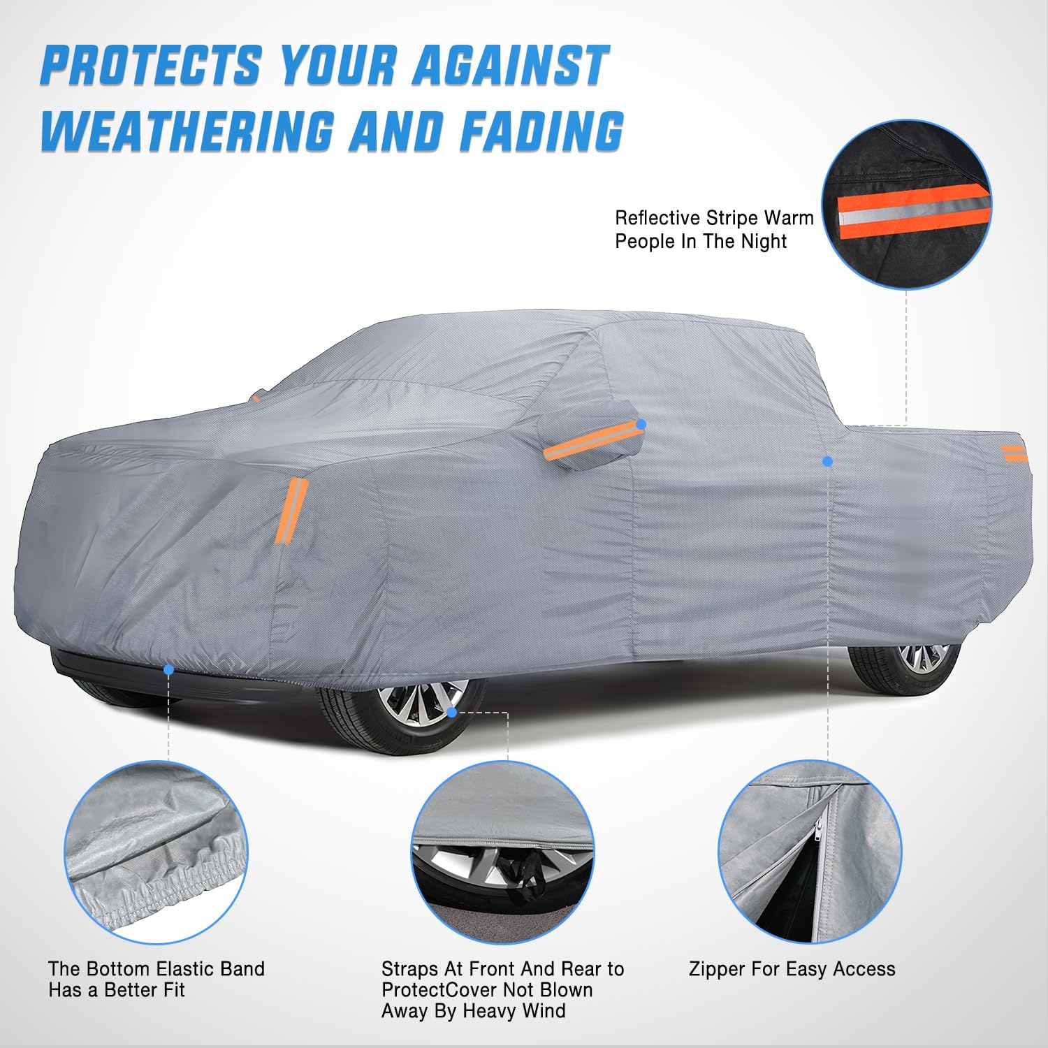 Universal Fit for Truck (Up to 250" Max Cab Length 154") Car Cover UV Protection Nilight