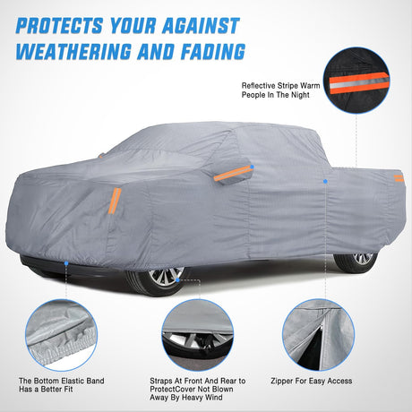 Universal Fit for Truck (Up to 250in Max Cab Length 154in) Car Cover UV Protection Nilight