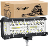 Side Shooter Light Bar 7 Inch Triple Row Spot Flood Combo Work Off Road Lighting on Truck SUV ATV UTV