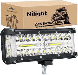 Side Shooter Light Bar 7 Inch Triple Row Spot Flood Combo Work Off Road Lighting on Truck SUV ATV UTV