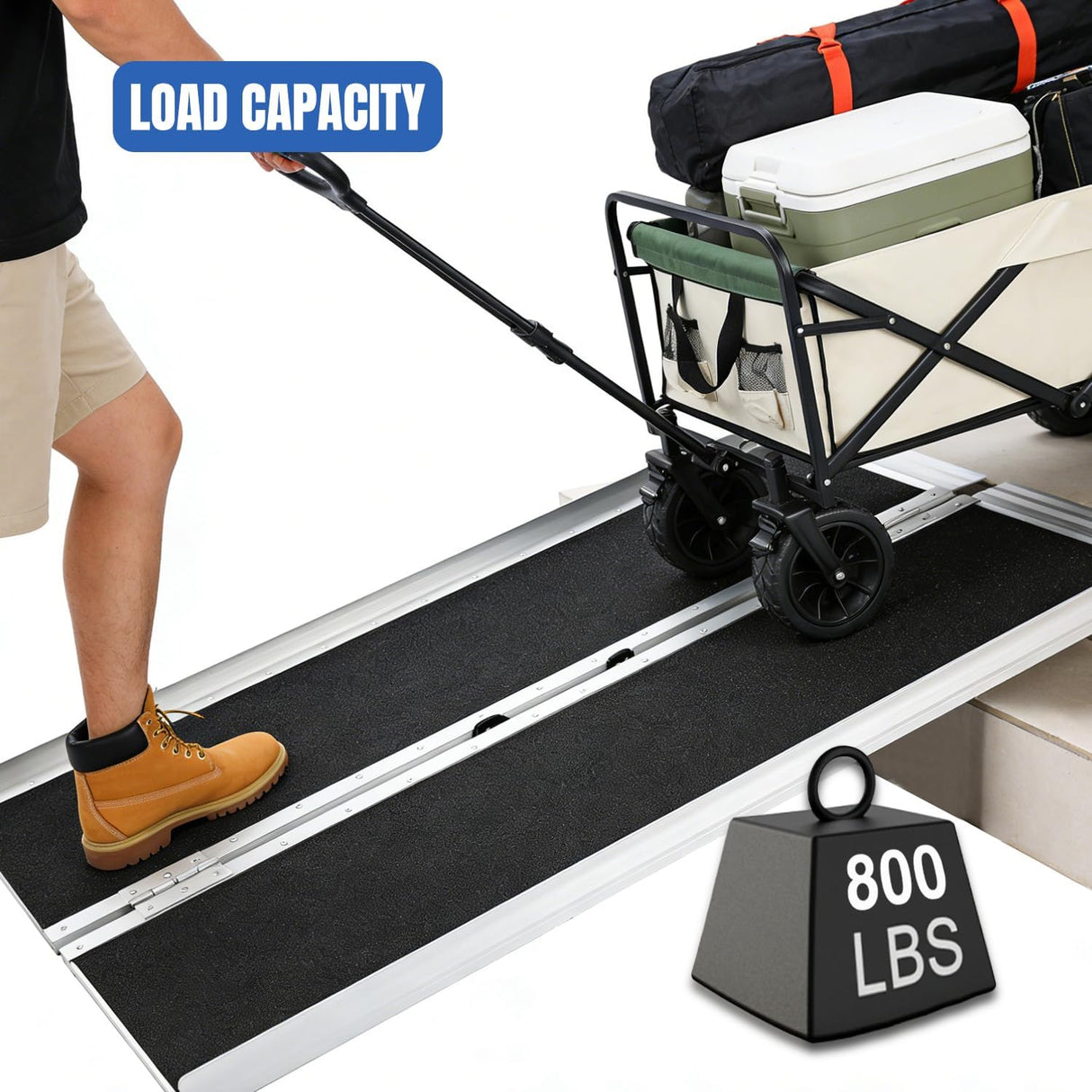 3 Feet Portable Wheelchair Ramp with Quick-Lock Non-Skid Aluminum | Handicap Ramps with Handle Folding Threshold Ramp for Home Steps, Stairs, Doorways, Scooter, Porch, Cart 800LBS Capacity