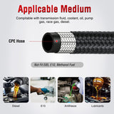 6AN 20FT CPE Fuel Hose Kit with 12PCS AN6 Fittings&Hose Separators | CPE Nylon Stainless Steel Braided Oil Gas Diesel Fuel Hose End Fitting Kit for Transmission Oil Cooler Vacuum Lines