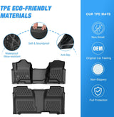 TPE Floor Mats for Chevy Silverado GMC Sierra 1500 Crew Cab 2014-2018, Chevrolet Silverado Sierra 2500HD 3500HD 2015 2016 2017 2018 2019 All Weather Custom Fit Heavy Duty Floor Liners
