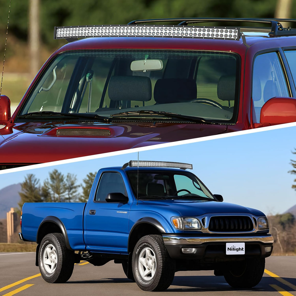 42 inch Curved LED Light Bar Bracket Mounting Upper Windshield Roof Cab Brackets Compatible with Toyota Tacoma 1995-2004, Fit 4Runner 1995 1996 1997 1998 1999 2000 2001 2002
