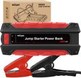 2000A Car Battery Jump Starter for Up to 8.0L Gas & 7.0L Diesel Engines 12V Portable Jump Start Booster Pack Jump Box with Jumper Cables DC Output and LED Light