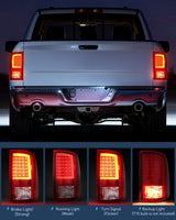 Taillight Assembly Compatible with 2009 2010 2011 2012 2013 2014 2015 2016 2017 2018 Dodge Ram 1500 2010-2018 Ram 2500 3500 Incandescent Type Upgrade LED Tube Tail Lights Rear Brake Lamps