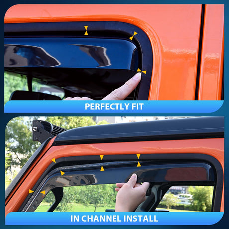 in-Channel Rain Guards for Toyota RAV4 2019 2020 2021 2022 2023 2024 2025, Smoke Tinted Side Window Visor Deflectors Vent Shades, Rain Protection & Wind Noise Reduction, 4PCS