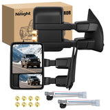 Towing Mirrors Turn Signal Puddle Lights Power Heated Adjustable Glass Manual Telescoping Folding Compatible With 1999-2007 Ford F250 F350 F450 F550 Super Duty