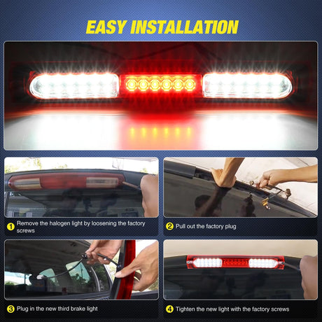 Third Brake Light Tail High Mount 3rd Stop Cargo Reverse Lights Red Lens Compatible with Ford F150 1997 1998 1999 2000 2001 2002 2003 F-150 Heritage 2004 Pickup Truck Rear Cab Lamp
