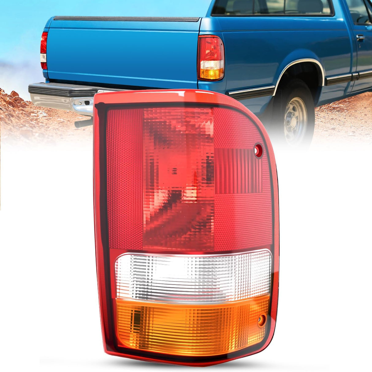 Taillight Assembly Compatible with 1993 1994 1995 1996 1997 Ford Ranger Red Clear Tail Light OE Style Rear Lamp Replacement Passenger Side