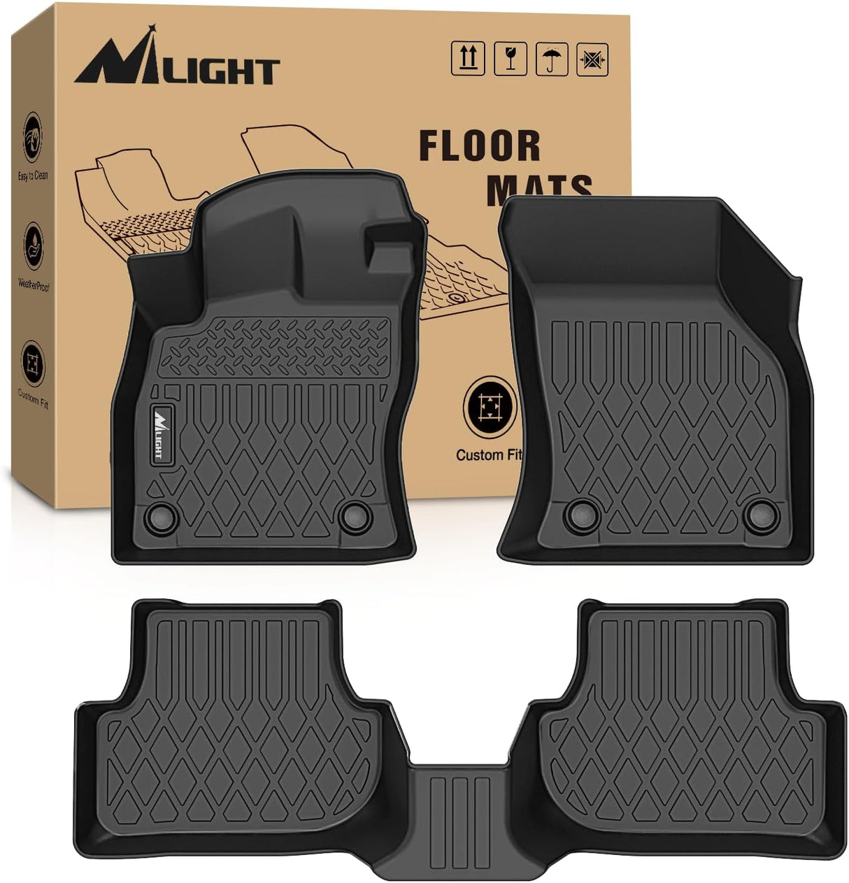 TPE Floor Mats for Volkswagen VW Golf GTI Golf R 2022 2023 2024 2025, All Weather Custom Fit Heavy Duty Floor Liners