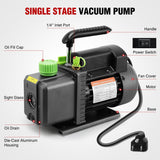 4 CFM Vacuum Pump HVAC, 1/3 HP 110V Single Stage AC Vacuum Pumps Kit for R22 R404a R134a R410a, 5 Pa Ultimate Vacuum for Auto Air Conditioning Servicing Refrigerant Recharging, Oil Included