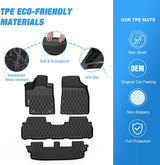 TPE Floor Mats for Toyota Highlander (Not for Hybrid) 2008 2009 2010 2011 2012 2013 All Weather Custom Fit Heavy Duty Floor Liners